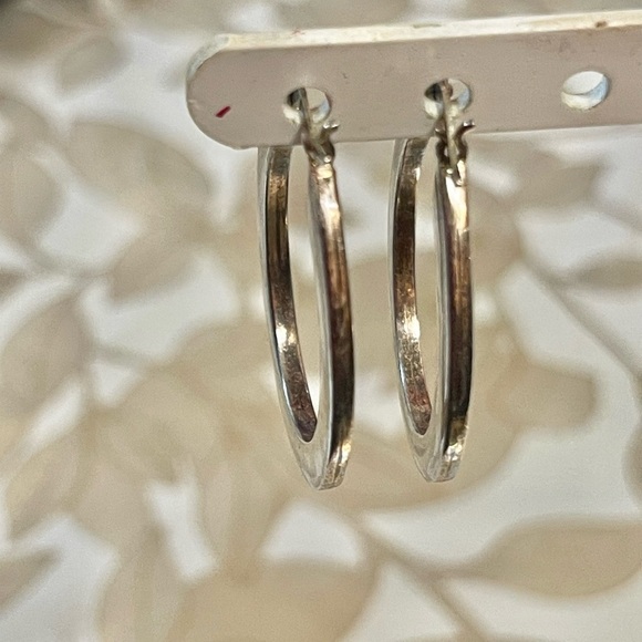 VTG 925 Sterling Silver Hoop Earrings Round - Picture 3 of 8